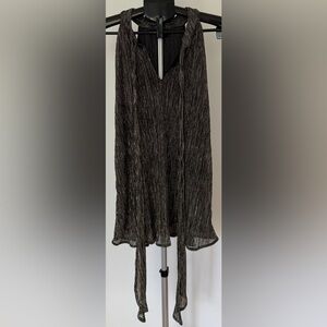 Worthington | Metallic Sleeveless Tie-Neck Top | Size L